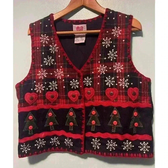 Keren Hart Women’s Small Vintage Best Woolen Christmas Red Green Embroidered - Picture 1 of 9